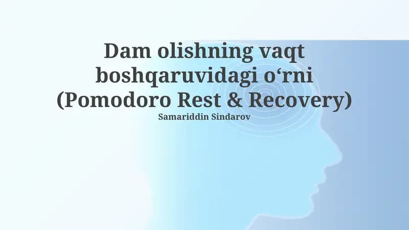 Pomodoro Rest & Recovery