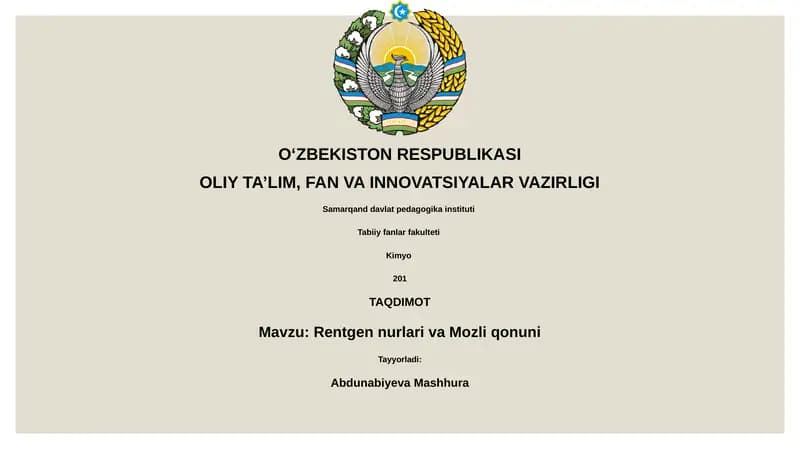 Rentgen nurlari va Mozli qonuni