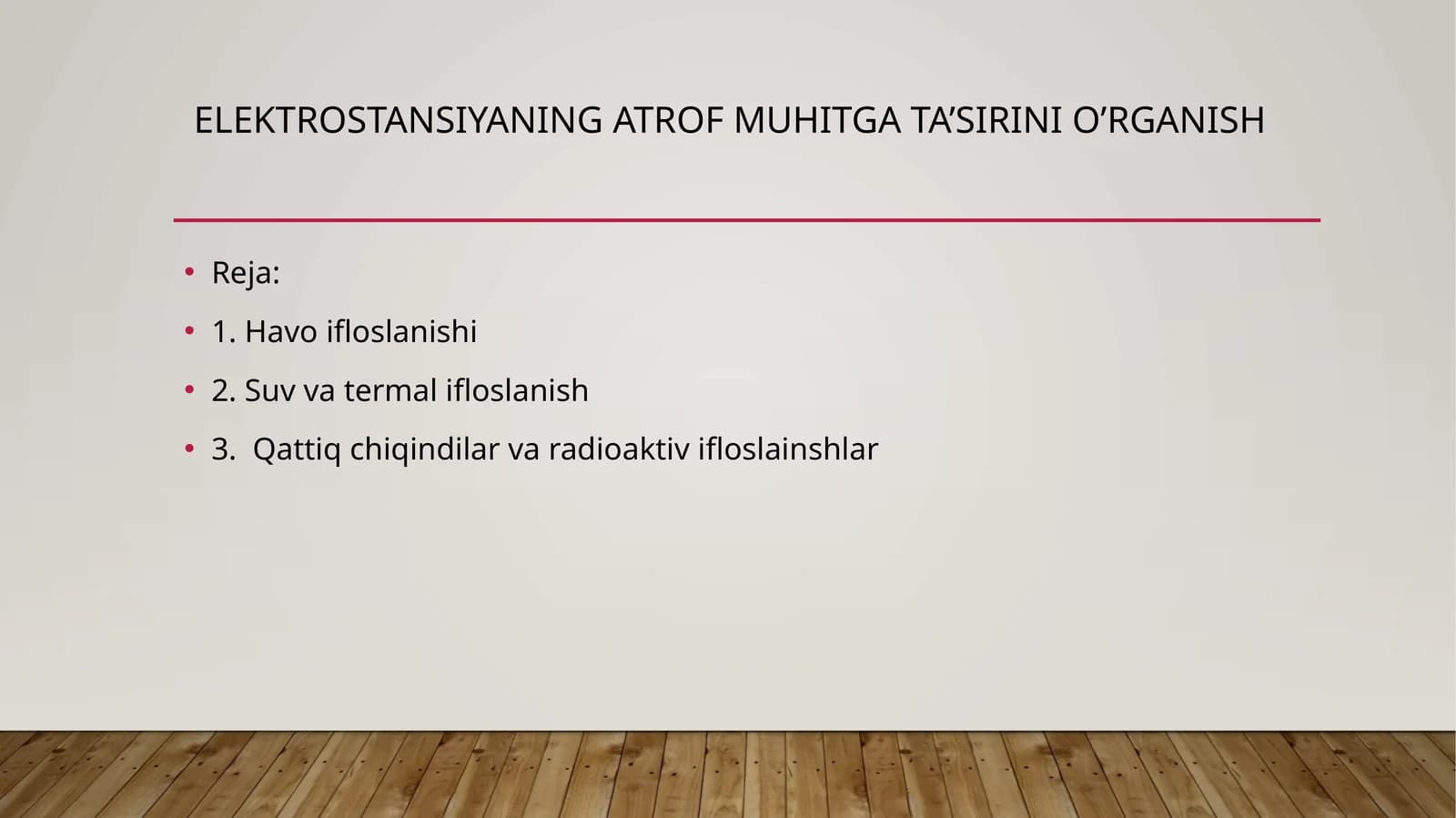 Elektrostansiyaning atrof muhitga ta’siri