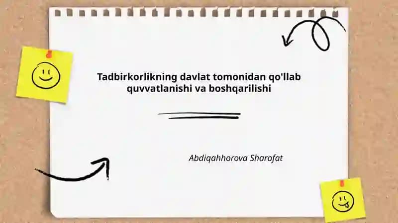 Davlat siyosati va strategiyasi tadbirkorlikni qo'llab-quvvatlash