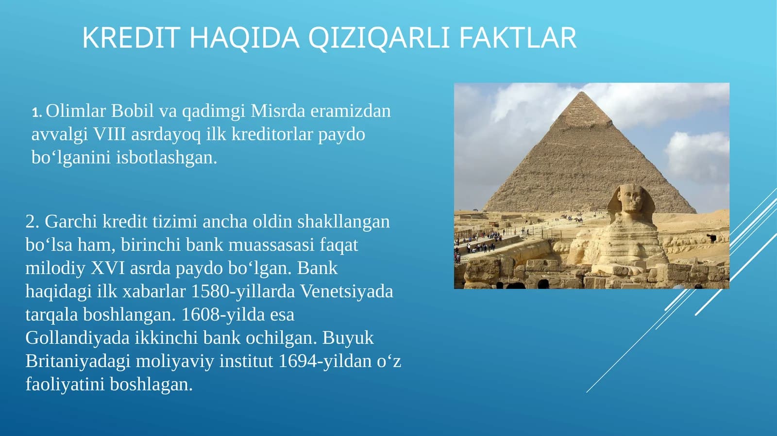 Kredit haqida qiziqarli faktlar