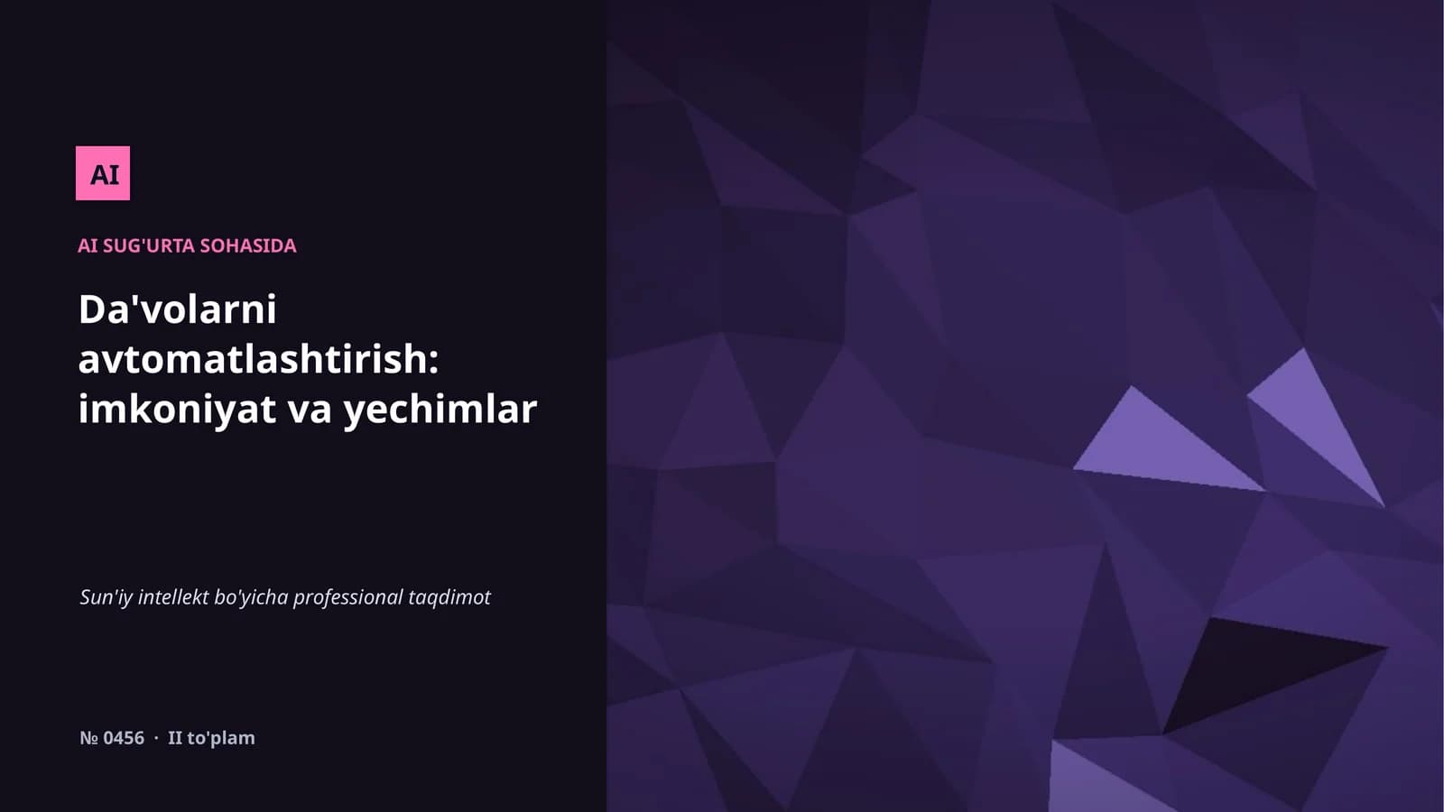 AI SUG'URTA SOHASIDA