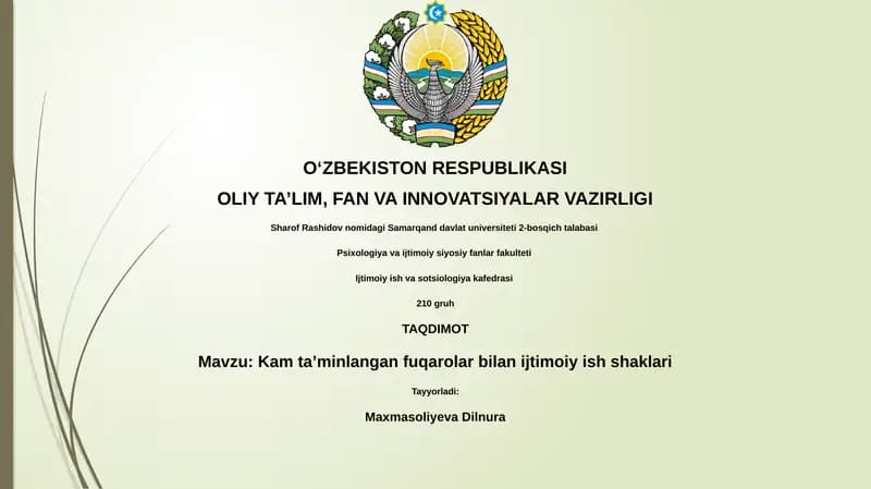 Kam ta'minlangan fuqarolar bilan ijtimoiy ish shakllari