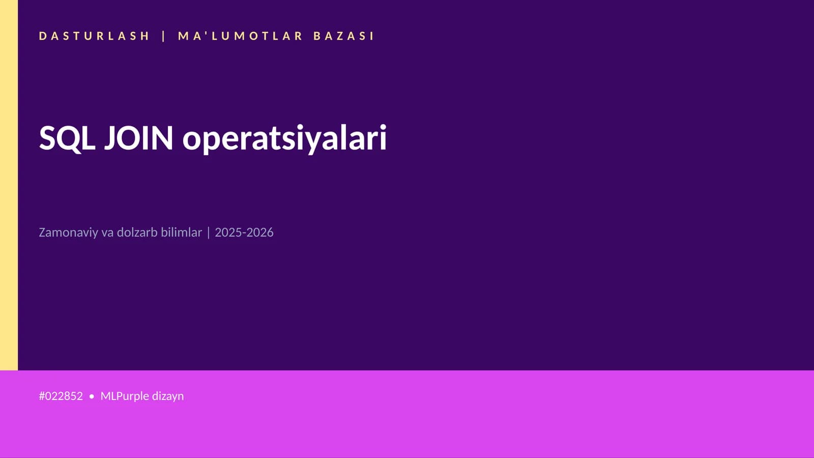 SQL JOIN operatsiyalari