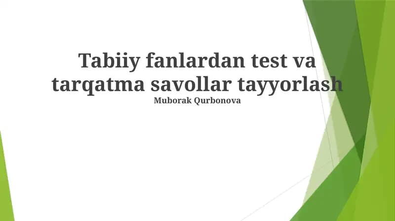 Samarali Test Savollari Dizayni