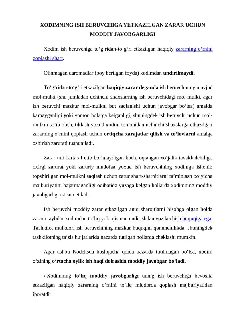 Moddiy Zarar Etish