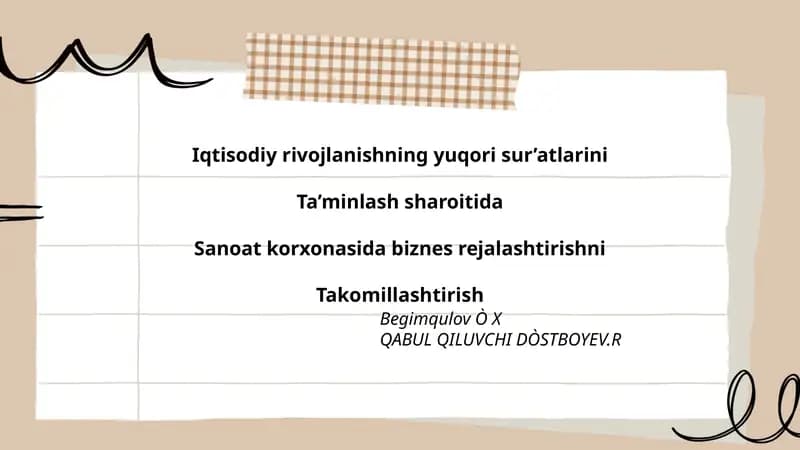Iqtisodiy Rivojlanishning Yuqori Sur’atlarini Ta’minlash Sharoitida