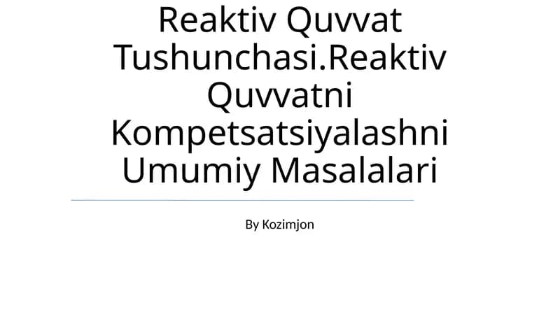 Reaktiv Quvvat Tushunchasi