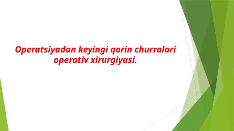 Operatsiyadan keyingi qorin churralari operativ xirurgiyasi