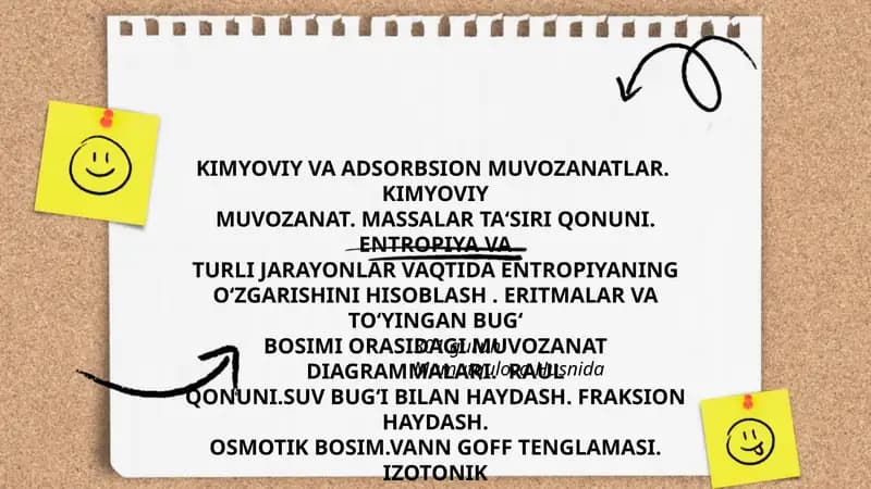 KIMYOVIY VA ADSORBSION MUVOZANATLAR