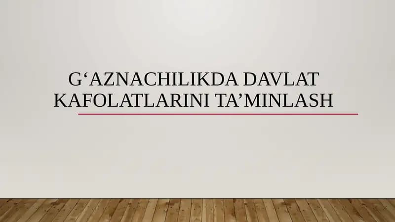 G‘aznachilikda davlat kafolatlarini ta’minlash