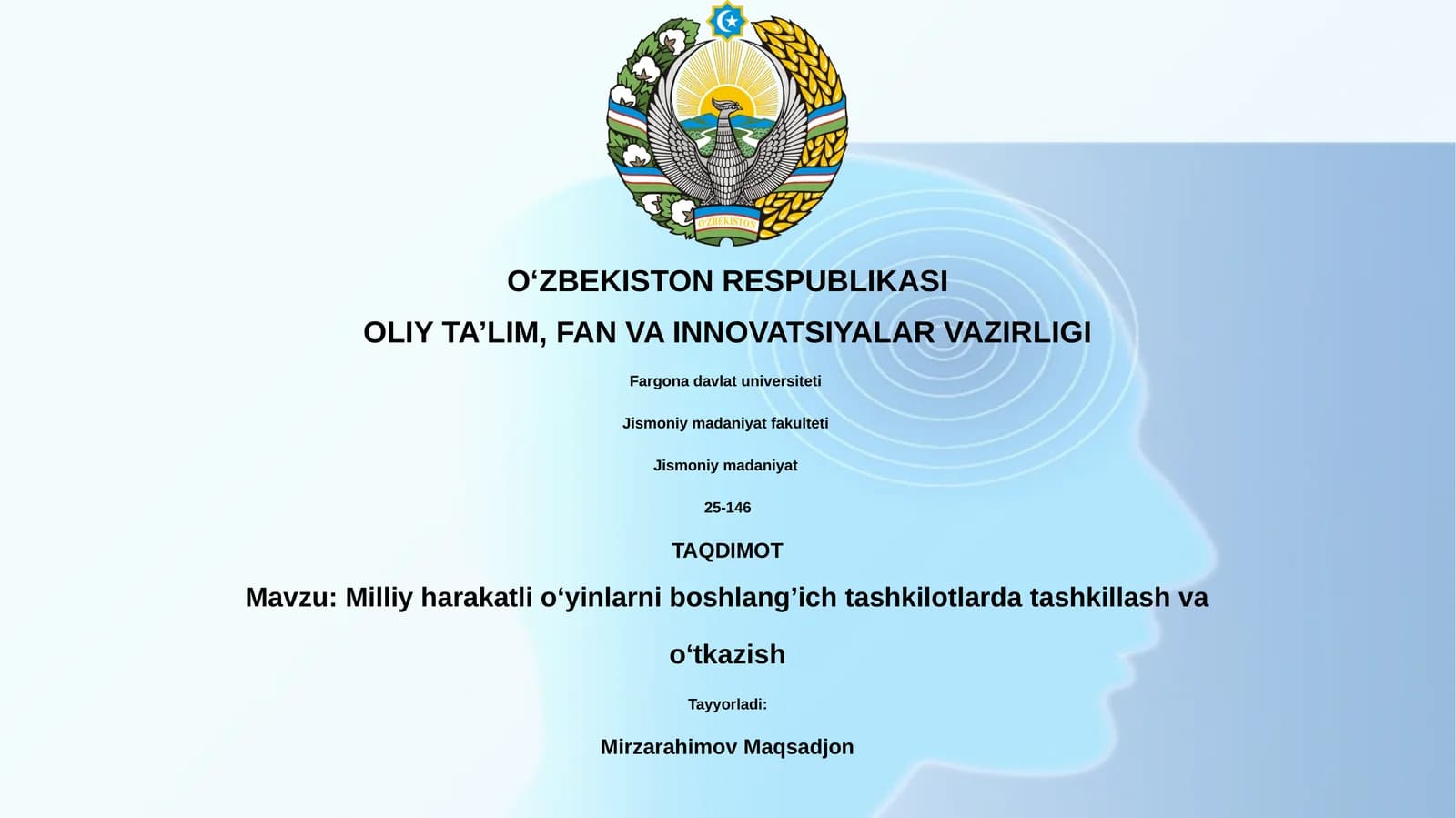 Milliy harakatli o‘yinlarni boshlang’ich tashkilotlarda tashkillash va o‘tkazish