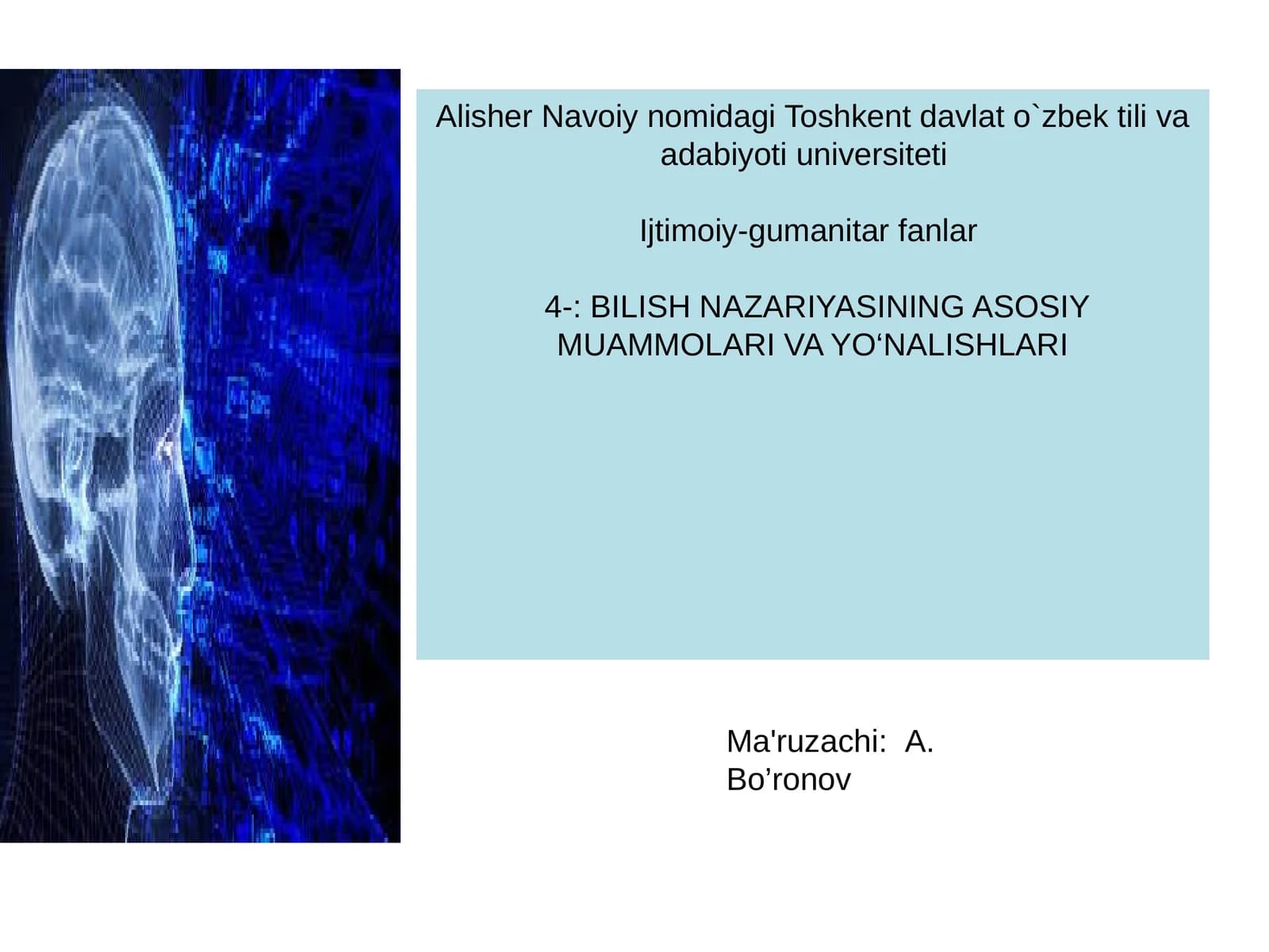 BILISH NAZARIYASINING ASOSIY MUAMMOLARI VA YO‘NALISHLARI