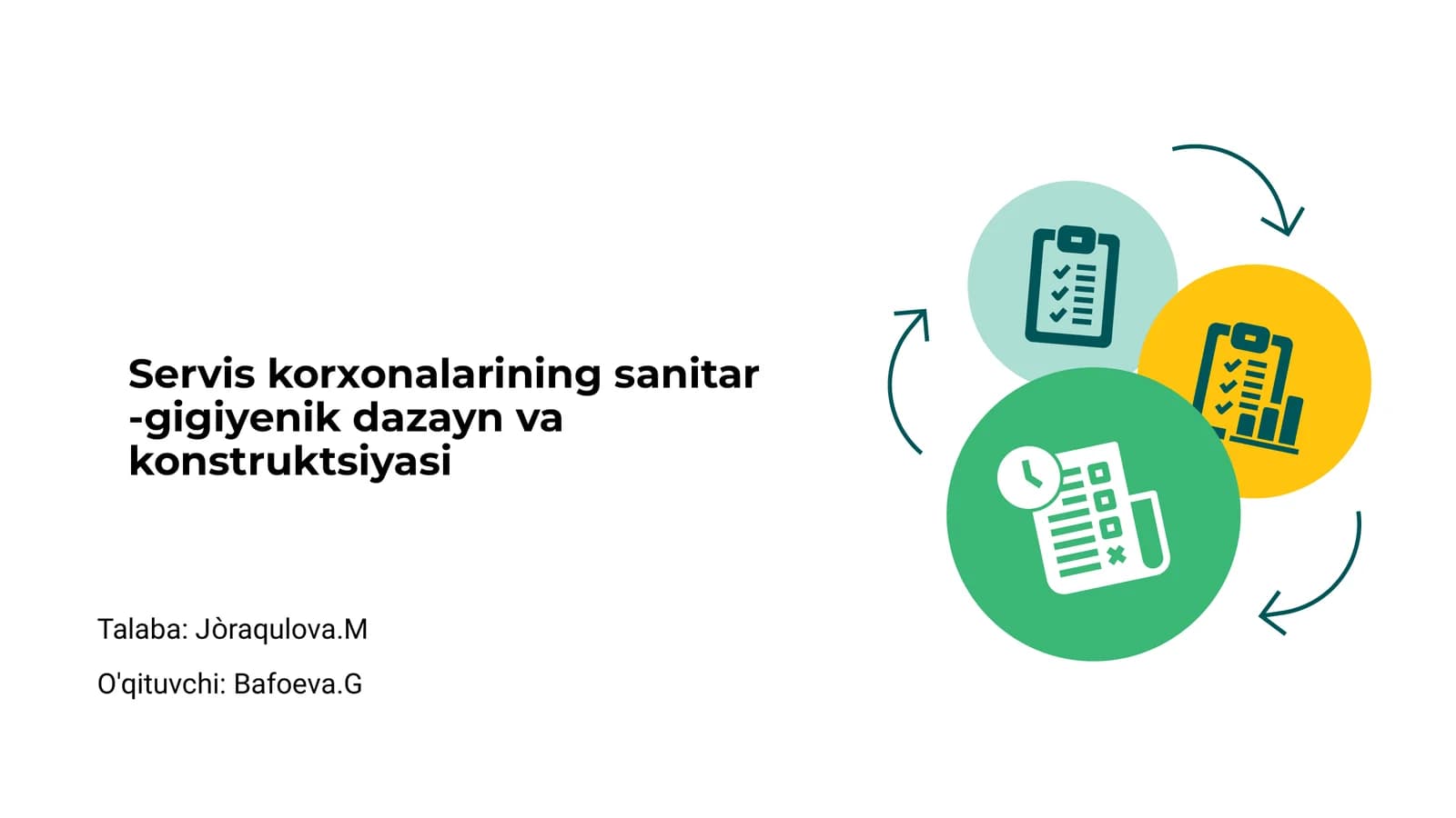 Servis korxonalarining sanitar -gigiyenik dazayn va konstruktsiyasi