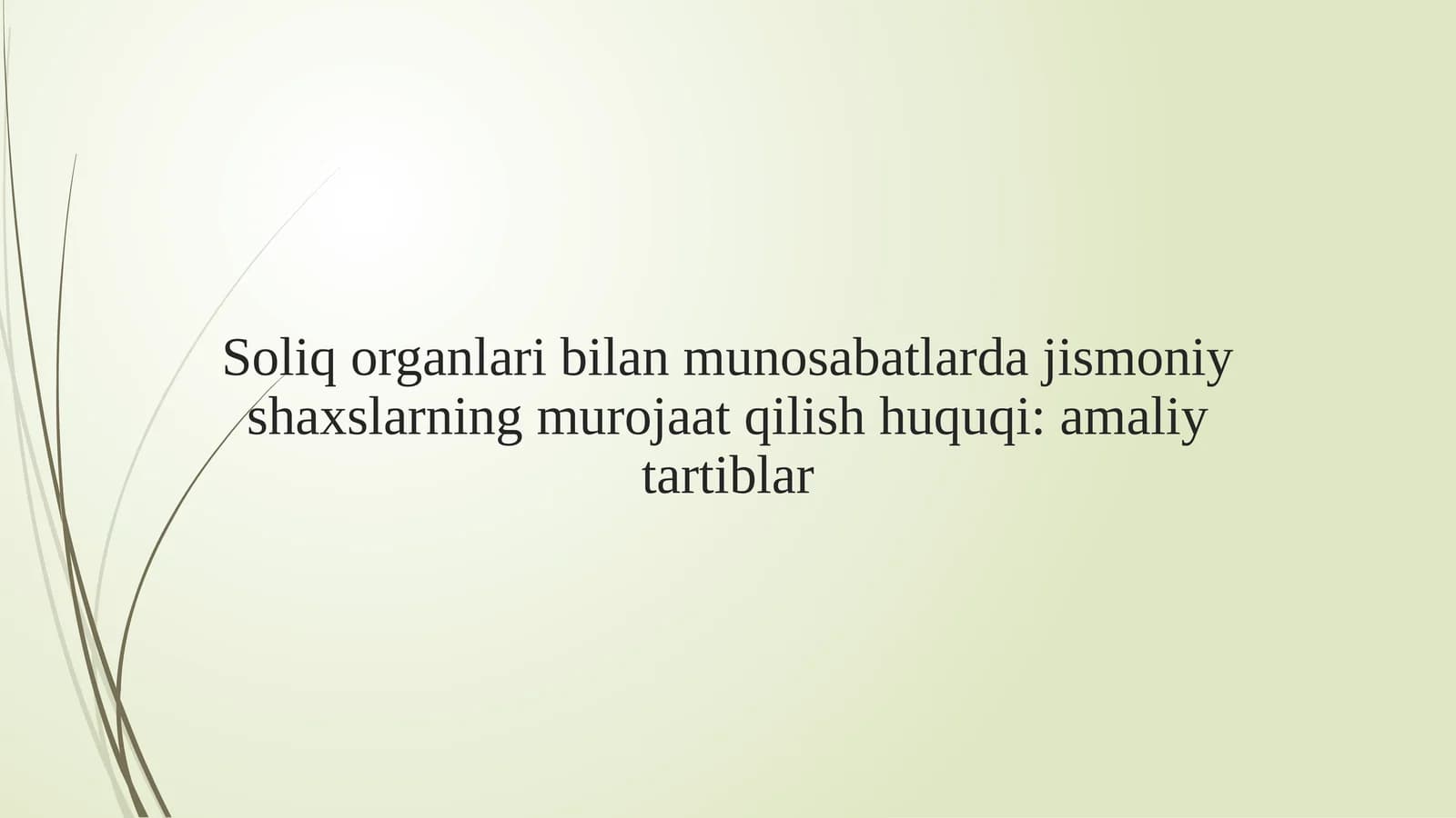 Soliq organlari bilan munosabatlarda jismoniy shaxslarning murojaat qilish huquqi amaliy tartiblar