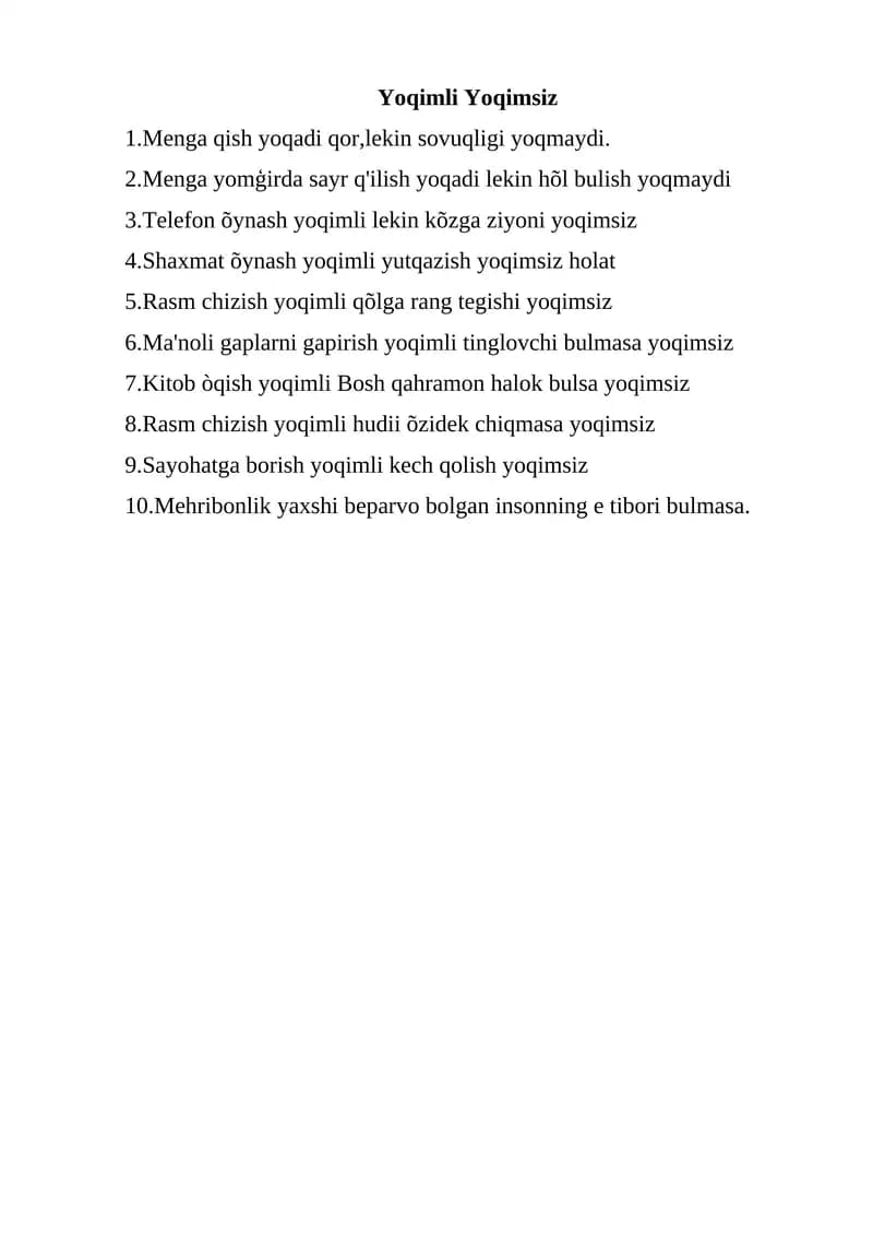 Yoqimli Yoqimsiz