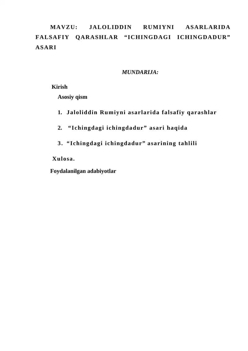 "Ichingdagi Ichingdadur" asari haqida