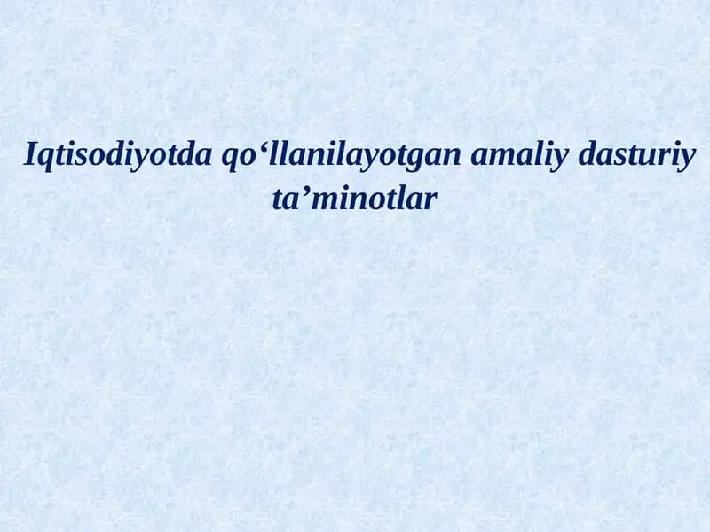 Iqtisodiyotda qo‘llanilayotgan amaliy dasturiy ta’minotlar