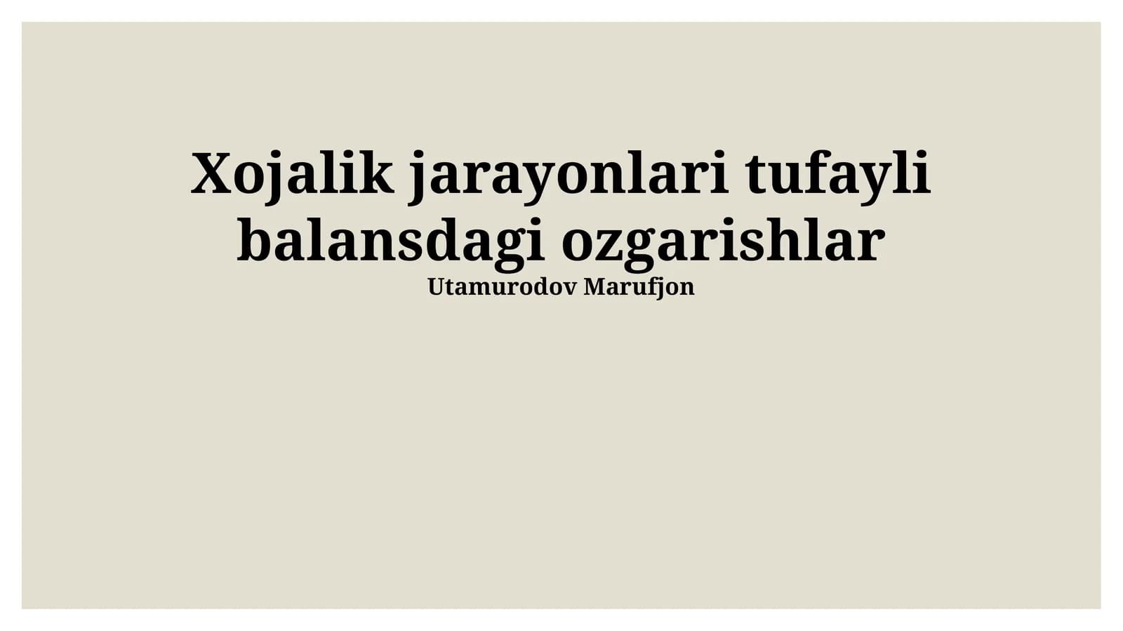 Balansdagi ozgarishlar