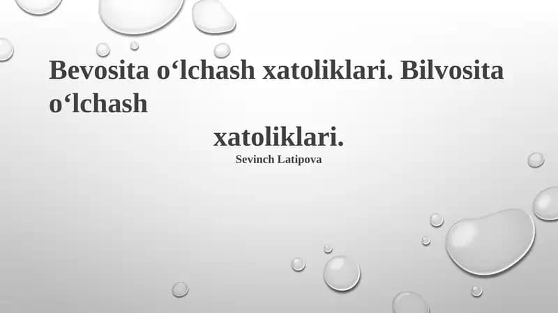 Bevosita o‘lchash xatoliklari