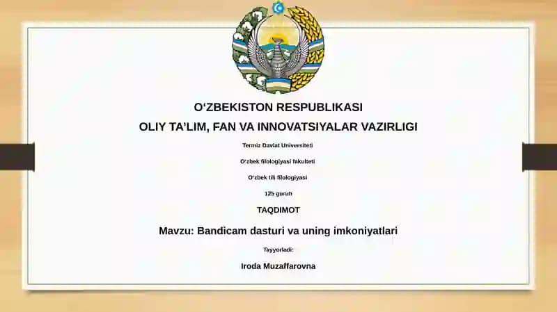 Bandicam dasturi va uning imkoniyatlari