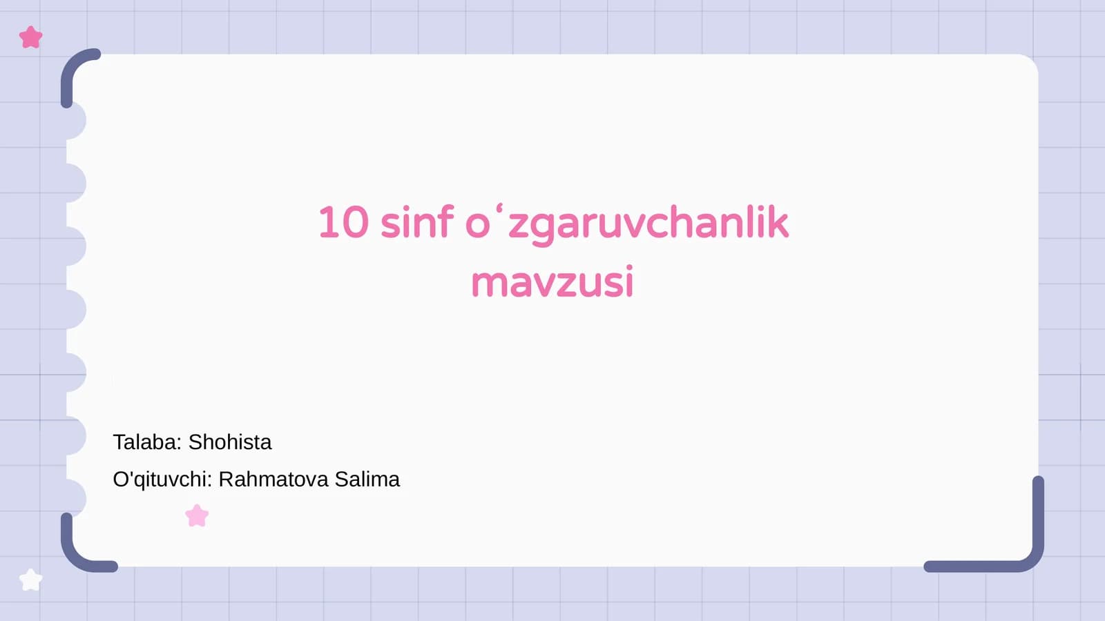 10 sinf oʻzgaruvchanlik mavzusi
