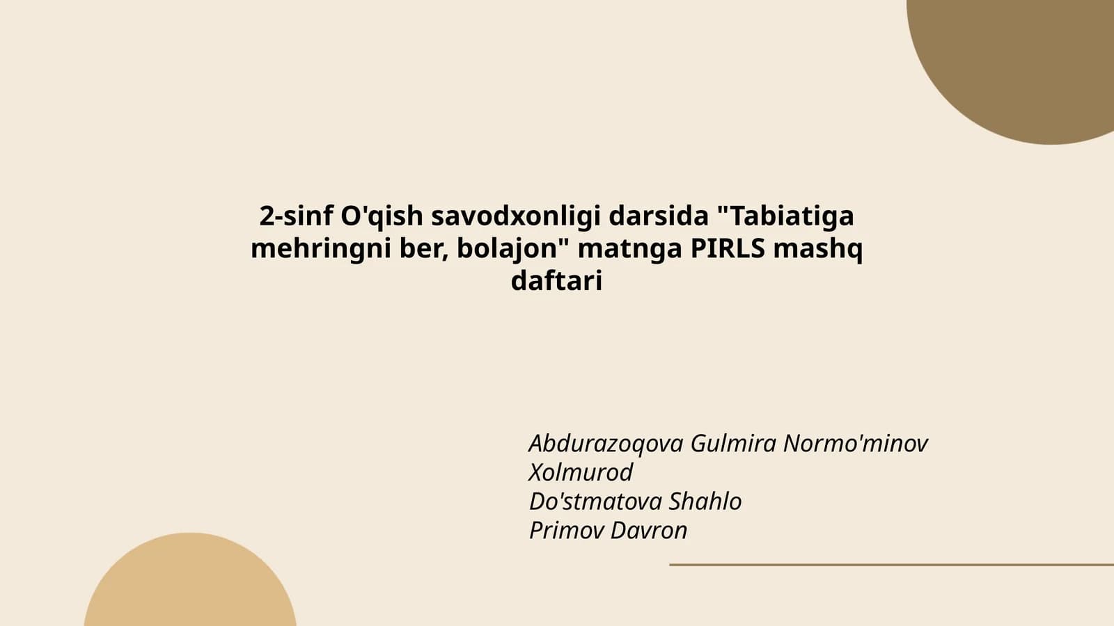 Tabiatiga mehringni ber, bolajon
