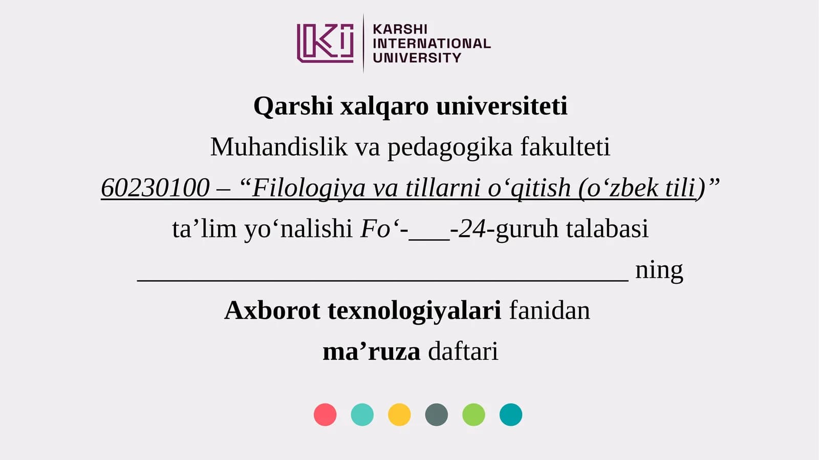 Filologiya va tillarni o‘qitish (o‘zbek tili)