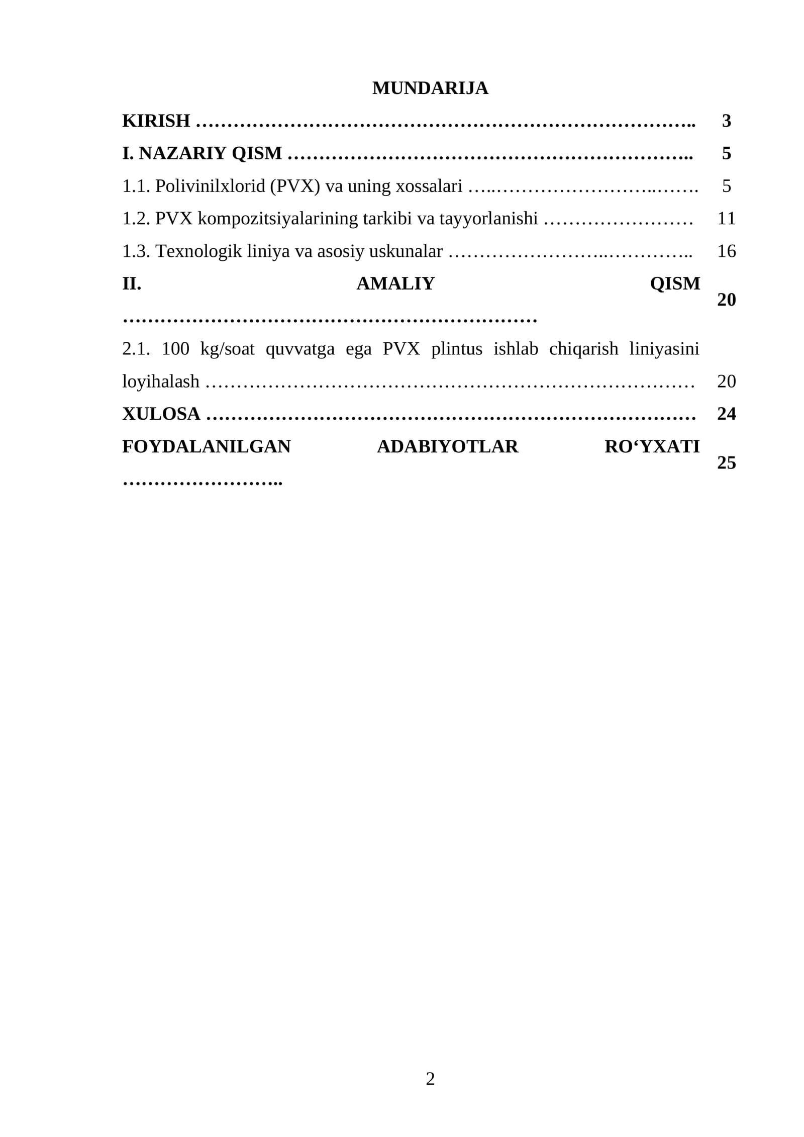 PVX kompozitsiyadan quvvati 100 kg/soat boʻlgan plintus ishlab chiqaradigan texnologik liniyani loyihalash