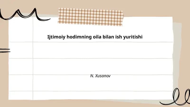 Ijtimoiy hodimning oila bilan ish yuritishi