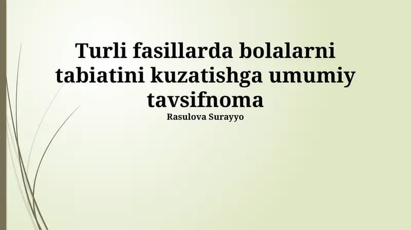 Bolalarning tabiatdagi kuzatuvlari: Bahor