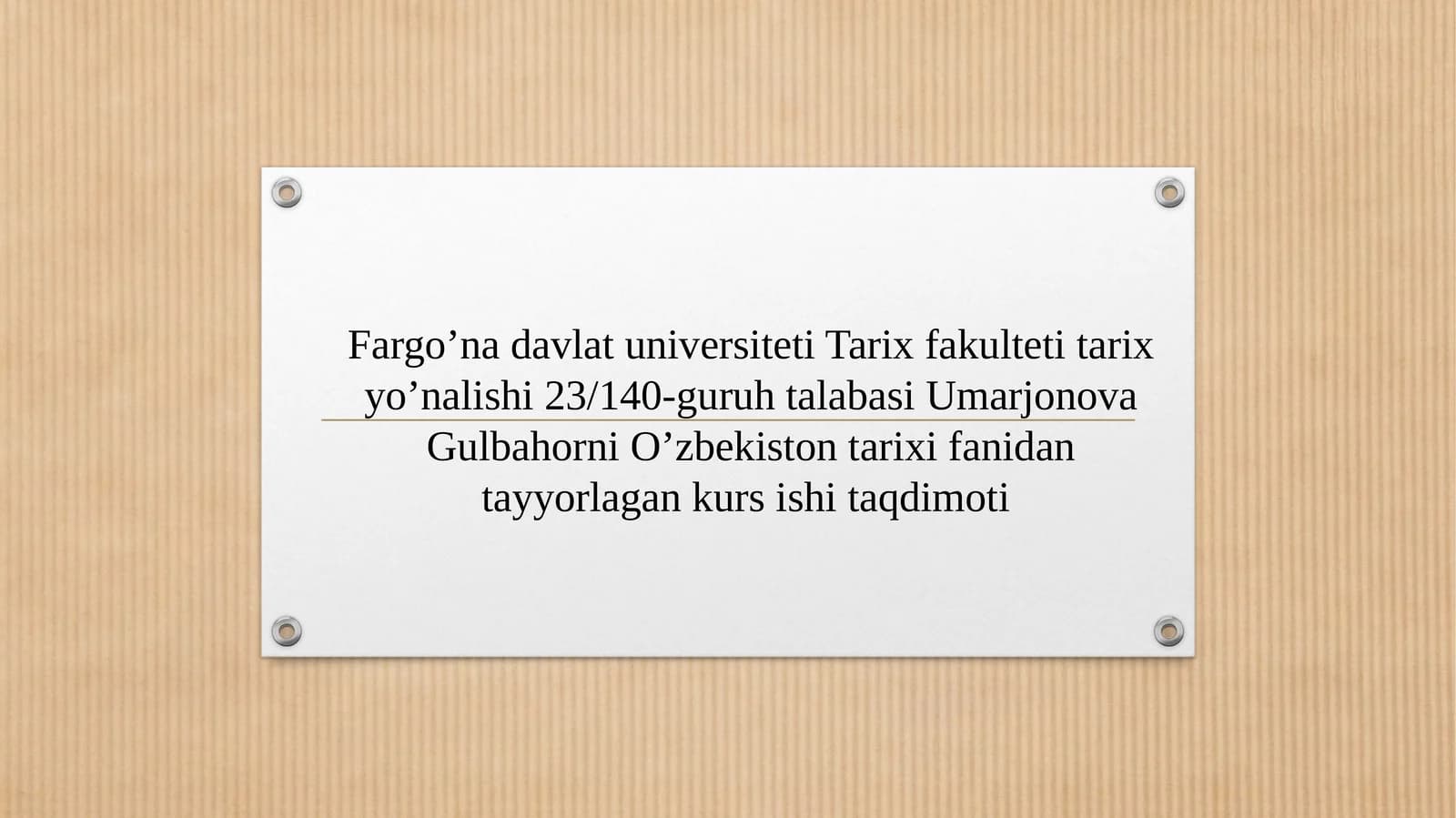 Kurs ishi "Qo‘qonxonligi tarixi"