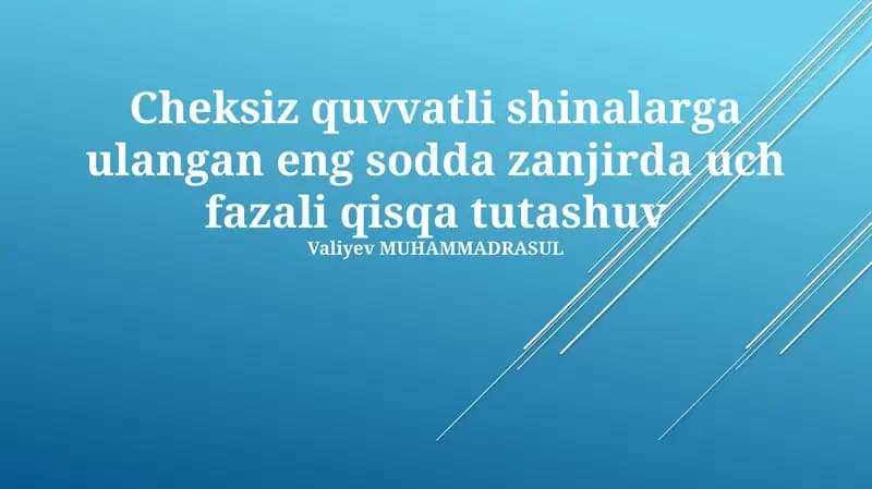 Uch fazali qisqa tutashuvning matematik modeli