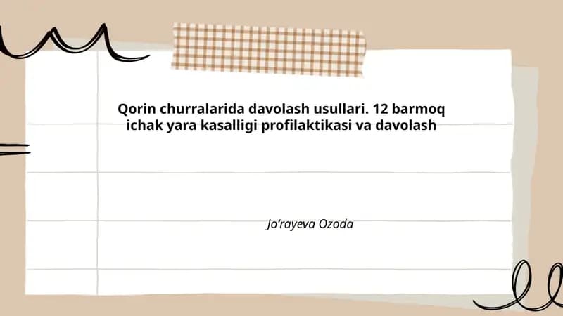 Qorin churralarida davolash usullari