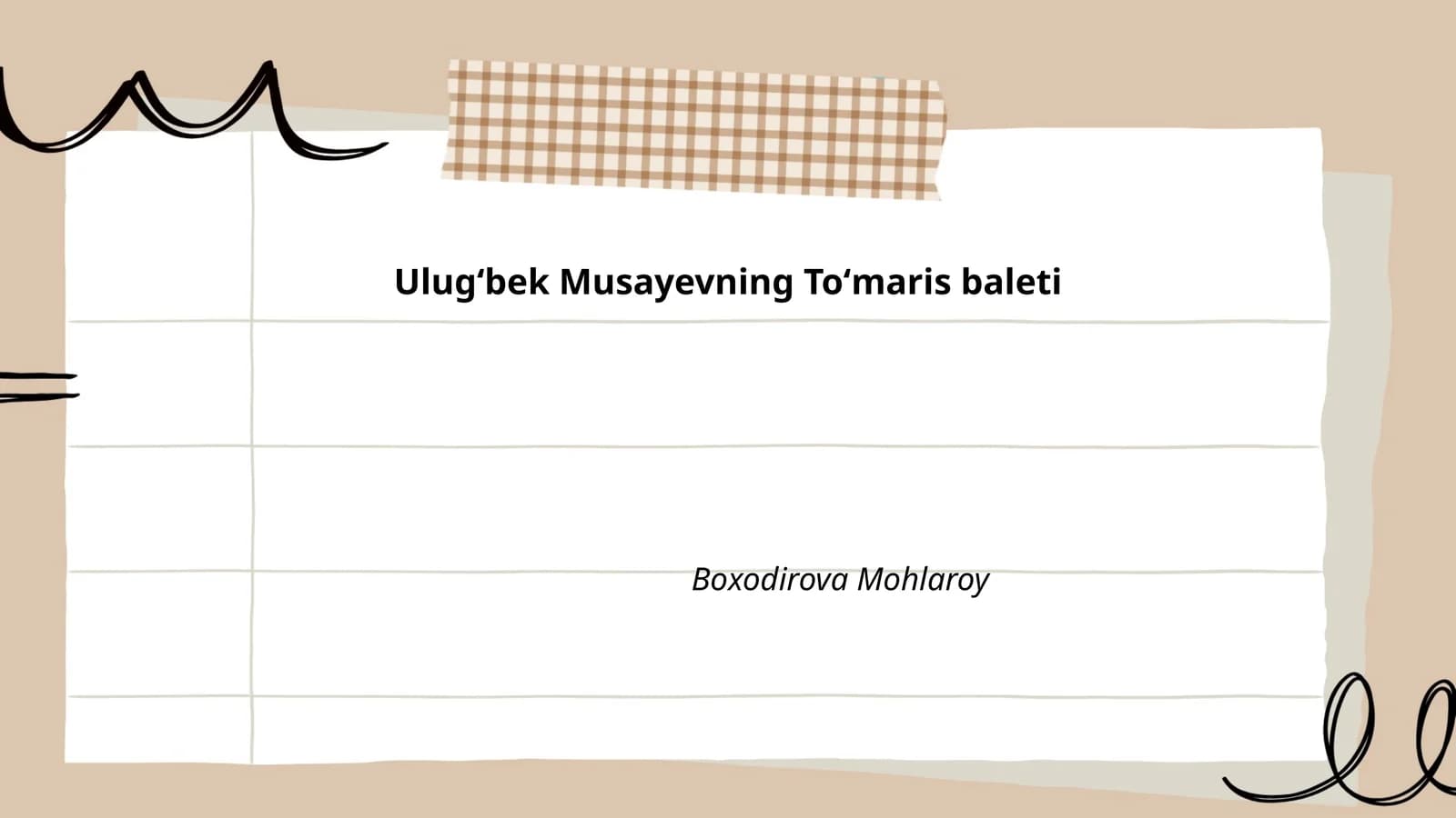 Ulugʻbek Musayevning Toʻmaris baleti