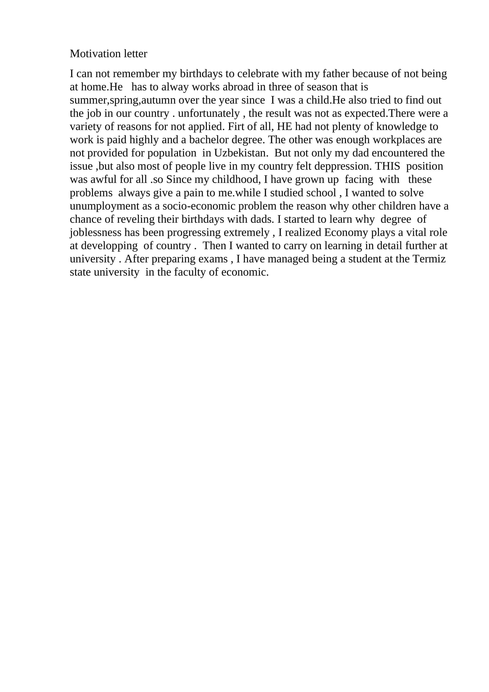 Motivation Letter