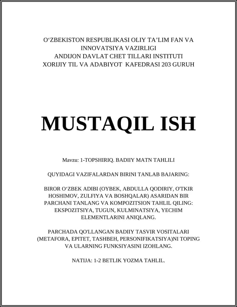 BADIIY MATN TAHLILI