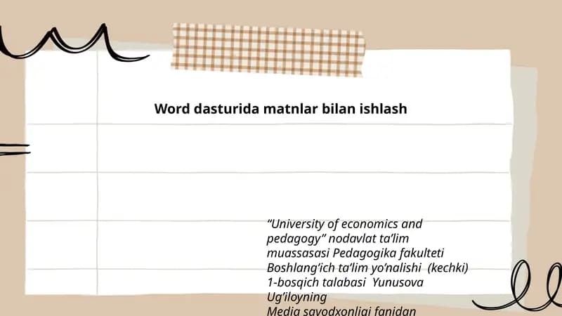 Word dasturida matnlar bilan ishlash