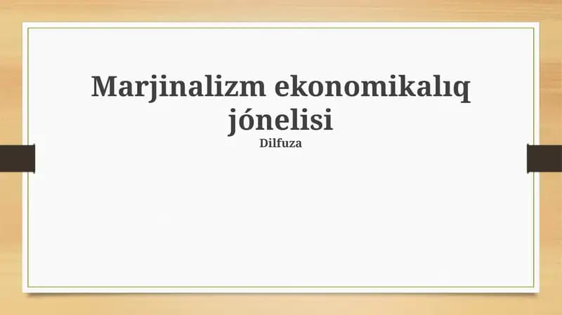 Marjinalizm ekonomikalıq jónelisi