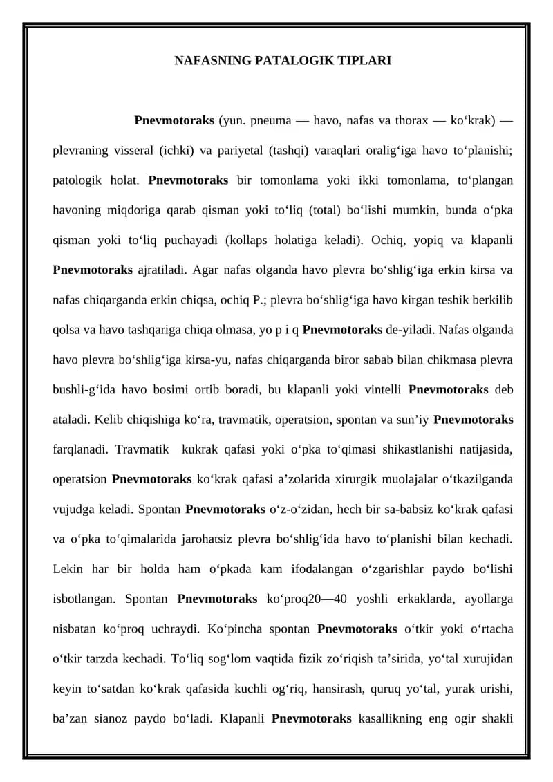 NAFASNING PATALOGIK TIPLARI