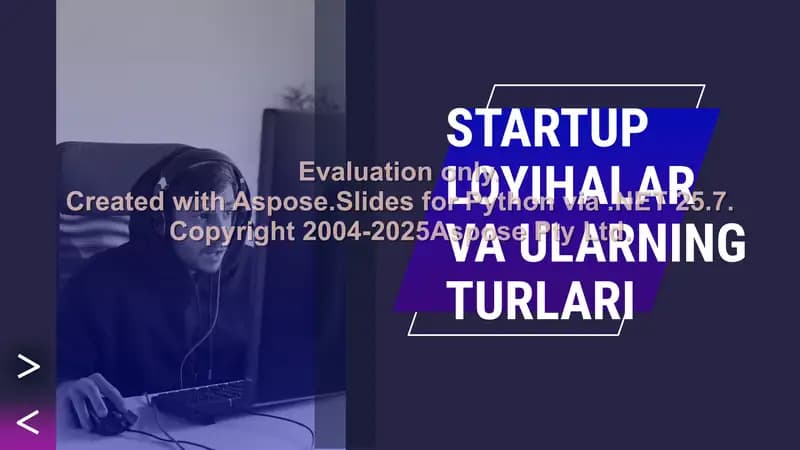 Startap loyihalar va ularning turlari