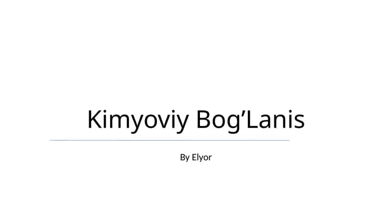 Kimyoviy Bog’Lanis