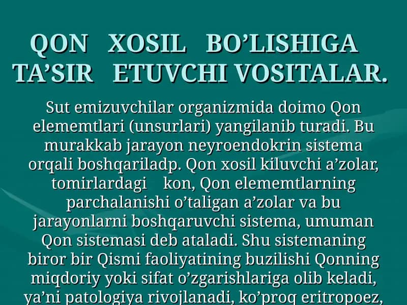 QONXOSIL BO’LISHIGA TA’SIR ETUVCHI VOSITALAR