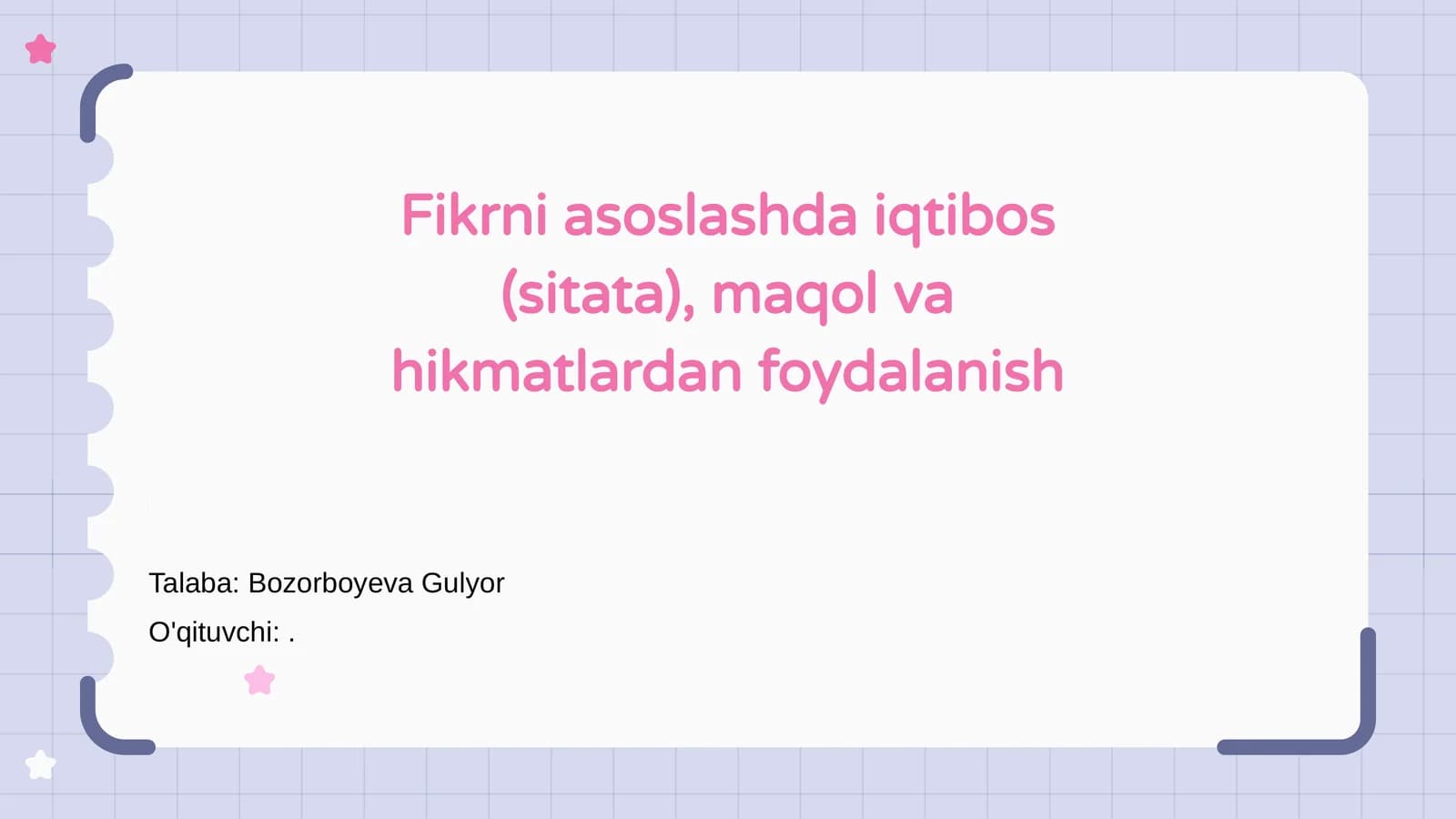 Fikrni asoslashda iqtibos (sitata), maqol va hikmatlardan foydalanish
