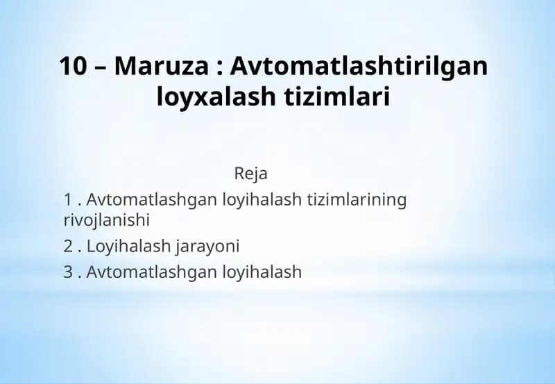 Avtomatlashtirilgan loyihalashtizimlari