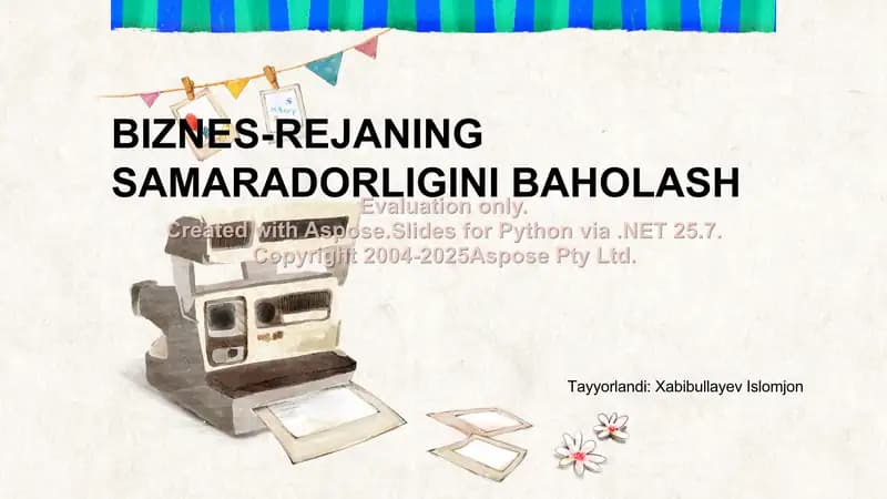 Biznes-rejaning samaradorligini baholash