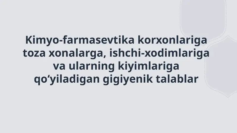 Kimyo-farmasevtikakorxonlarigatozaxonalarga