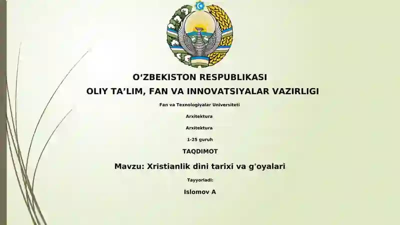 Xristianlik dini tarixi va g'oyalari