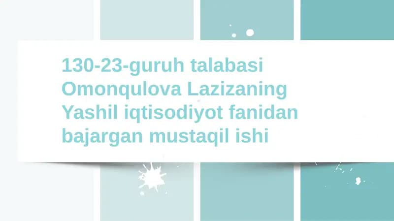 IHTT mamlakatlarida “yashil o‘sish”ni ta’minlash modellari