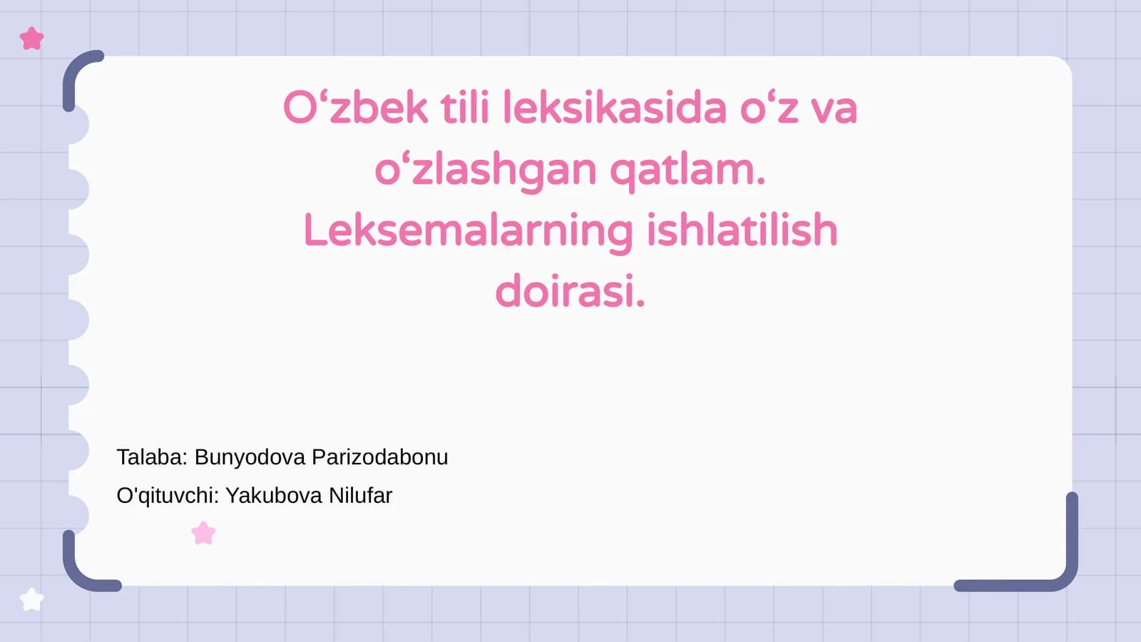 O'zbek tilining leksikasiga kirish